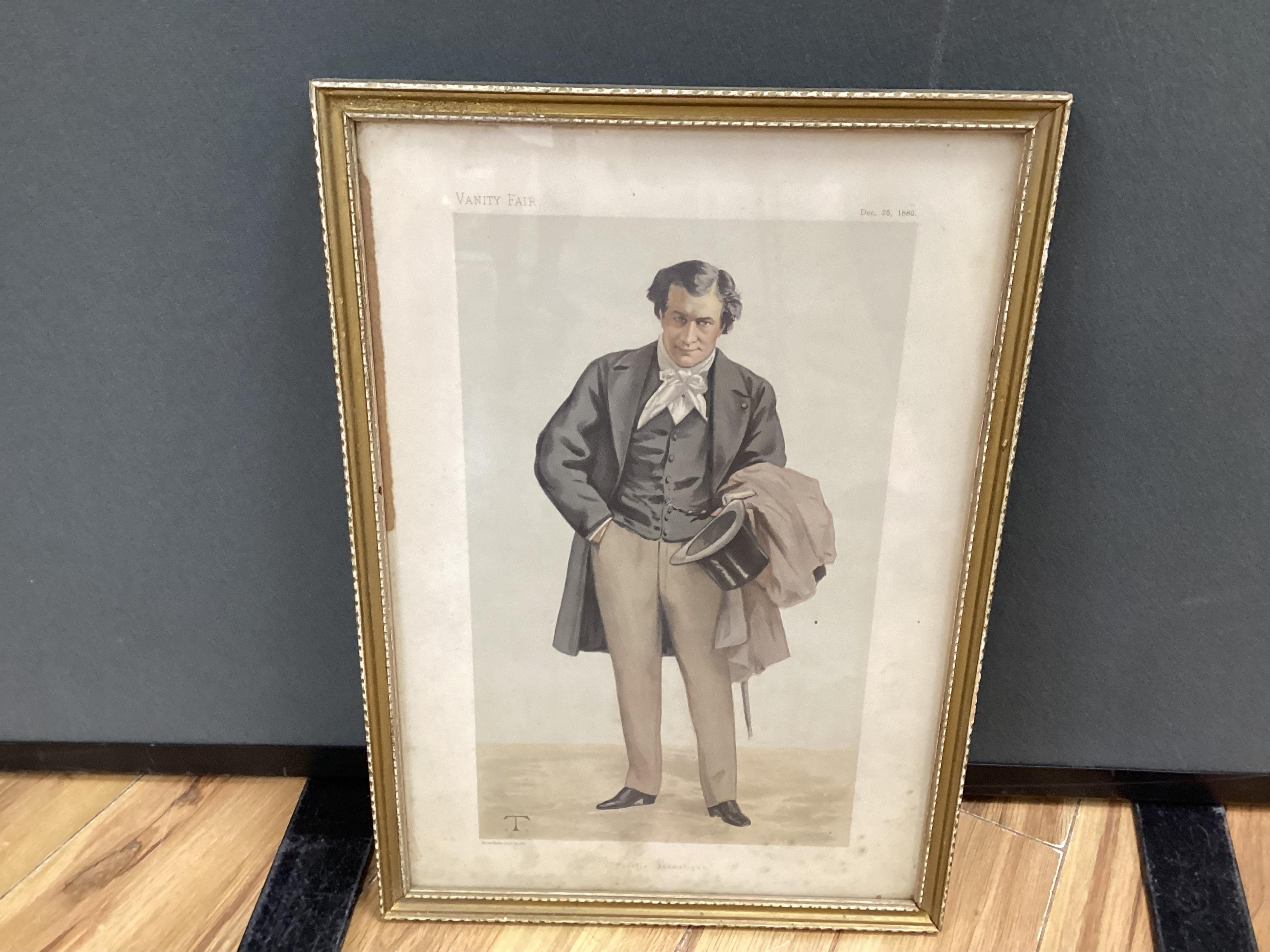 Four Vanity Fair lithographs to include ‘Rufus’, ‘Tony’ and ‘Coqueline Aine’, one by SPY, three framed, 37 x 25cm